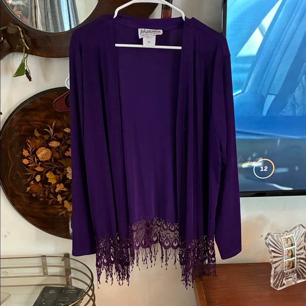 Mantana Purple Lace Trim Cardigan